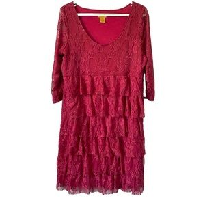 Wrangler Western Womens Boho Dress Size Large Red Floral Long Sleeve Festival